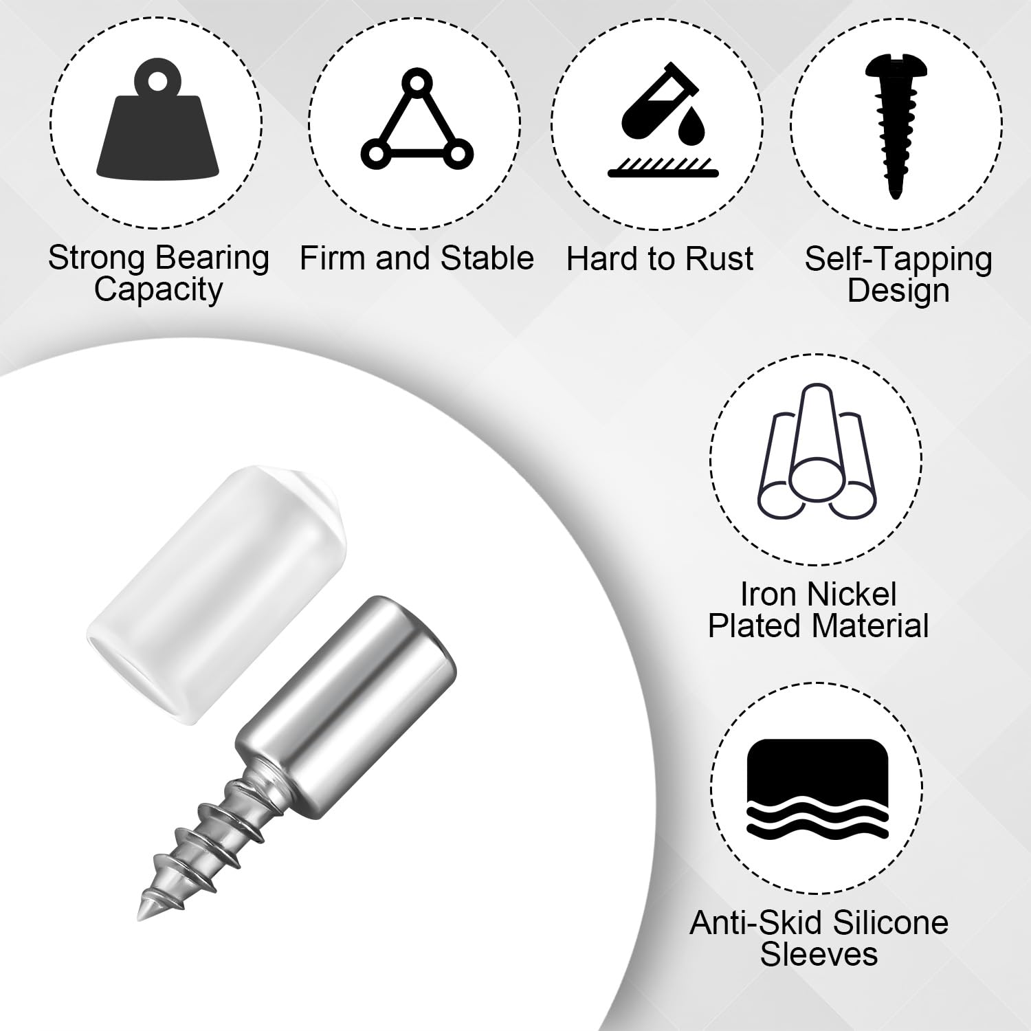 Spring Wardrobe Refresh Must-Have 40Pcs Wardrobe Cabinet Glass Partition Nails Cross Self-Tapping Screw with Rubber Sleeve Screw Plate Support Partition Bracket Sturdy Shelf