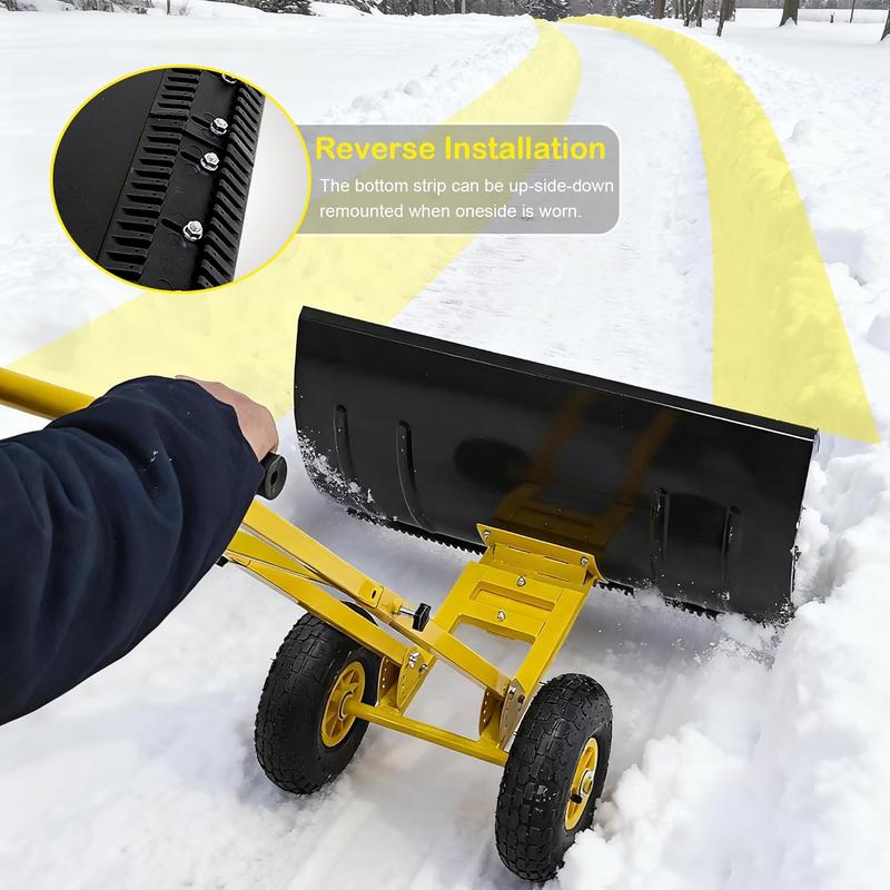 Heavy-Duty 29” Snow Shovel with 10” Pneumatic Wheels – 7-Position Adjustable Blade, Anti-Slip Handle, Snow Pusher for Driveway, Sidewalk & Doorway – Perfect VALENTINES, EASTER & Birthday Gift
