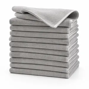 Solarius Microfiber Cloths White & Gray (Pack of 12, 24, 48, 72, 100) 11"x11" Sweda #US7735