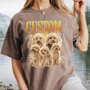 Custom Pet Portrait T-Shirt – Personalized Pet Photo Shirt, Funny Gift for Dog Cat Lovers, Unisex Cotton Tee