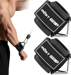 Wrist Cuffs with D-Ring, Wrist Wraps for Weightlifting with Neoprene Padding, Wrist Straps for Cable Machines MOST GRIP