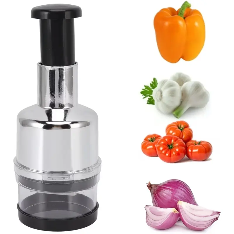 Manual Stainless Steel Veggie Chopper - Multifunctional Food Grade Processor, Household Kitchen Appliance, Multi-Layered Wear-Resistant Design, Steel-Grade Durability, Kitchen Slicer for Dicing Vegetables, Fruit