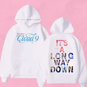 Megan Moroney Cloud 9 "It's A Long Way Down" 2 Sided Graphic Hoodie Fleece Fabric Casual Hooded Sweatshirt Trendy Tops Perfect Gift