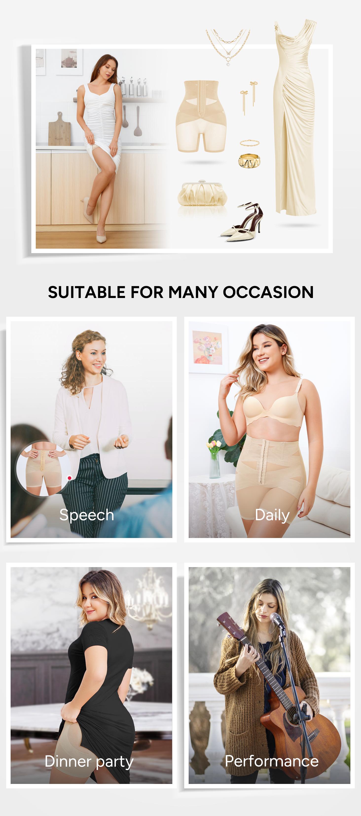 Nebility Women's Mesh Comfort Shapewear Short - Black Daywear Minimalist Design Sexy and Basic Style Womenswear High Waist Shaper Compression Seamless Tummy Control Beige