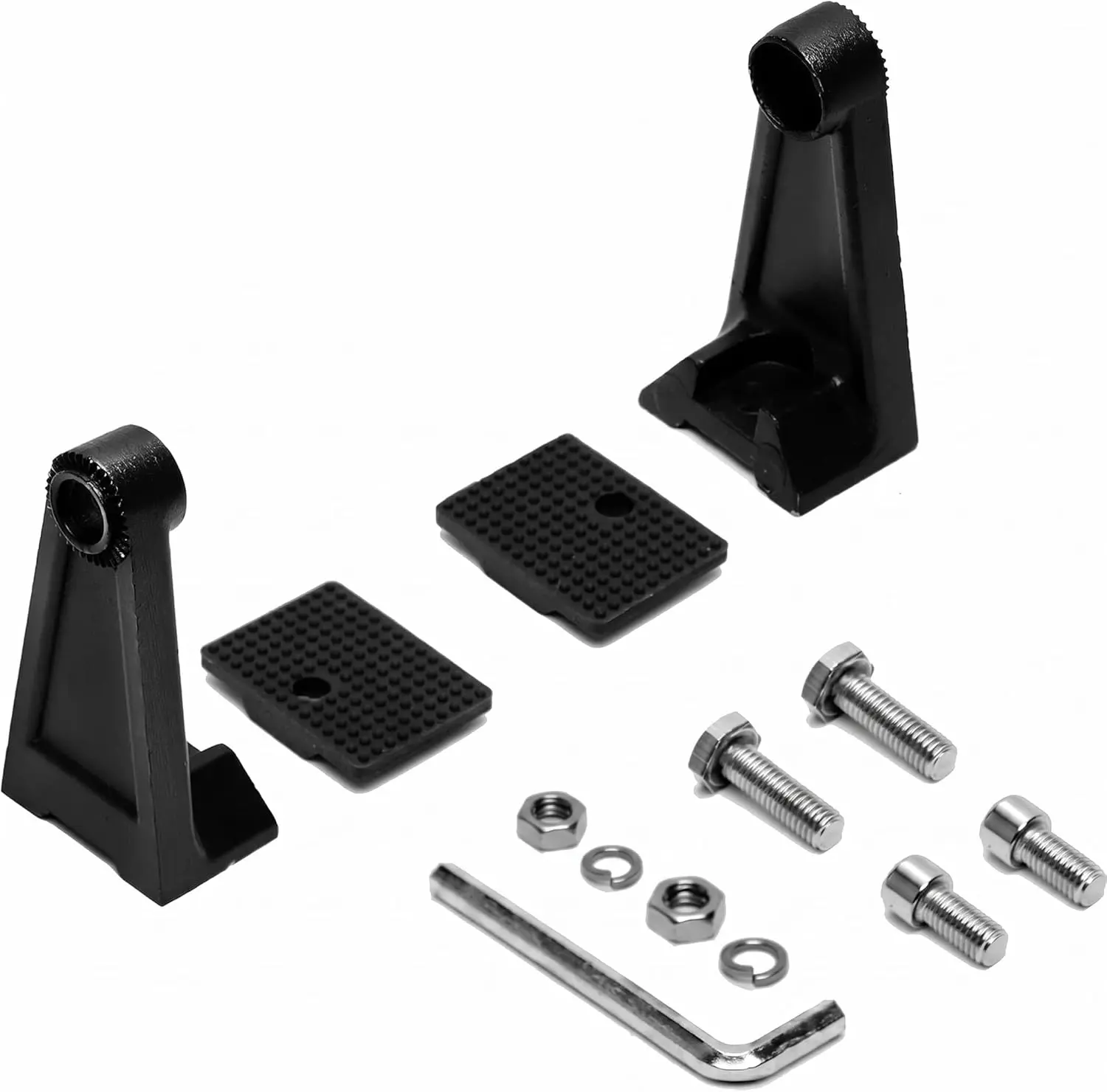 2-Pack Aluminum LED Light Bar Mounting Brackets - 360-Degree Adjustable, Easy-Install Side-Mount Base, Vibration-Damp Rubber Gaskets, Allen Key Included, Off-Road Hardware for 4WD/4x4 SUV, Bike, Boat, Bulldozer