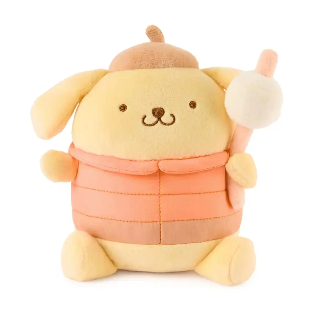 GUND Sanrio Pompompurin 6" Camping Plush Toy - Hello Kitty and Friends Themed, with Marshmallow Roasting Stick & Signature Beret, Cute Mini Animal Character Mascot Fluffy Friends Stuffed Toy Collectible for Displays, Cute Mini Animal Stuffed Toys, Charact