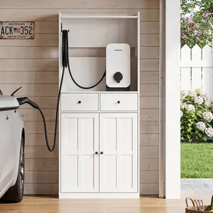 FUFU&GAGA Garage EV Charger Storage Cabinet with Hook No-Drill, Organize Charging Cables, Tools & Essentials for Home Garage A must-have for EV Families 75" H x 31.5" W x 15.7" D