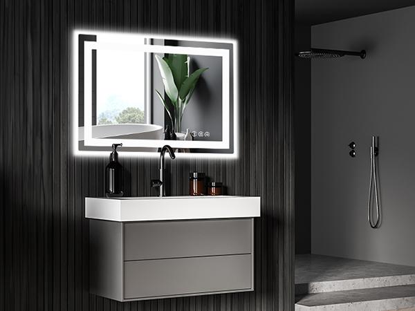 LED Bathroom Vanity Mirror for Wall with Double Front and Back Light, Anti-Fog, Shatter-Proof, Dimmable, Tempered Glass, Memory Function
