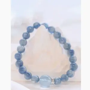 8mm Collector's Grade Natural Kyanite Aquamarine Bracelet | Healing Crystal | High Vibrational Energy