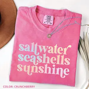 Comfort Colors Sunshine Beach Vacation Shirt, Beachy Coastal, Women Summer T-shirt, Beach Crewneck Tees, Vacation Outfits, Seashells, Beach Lover Gifts
