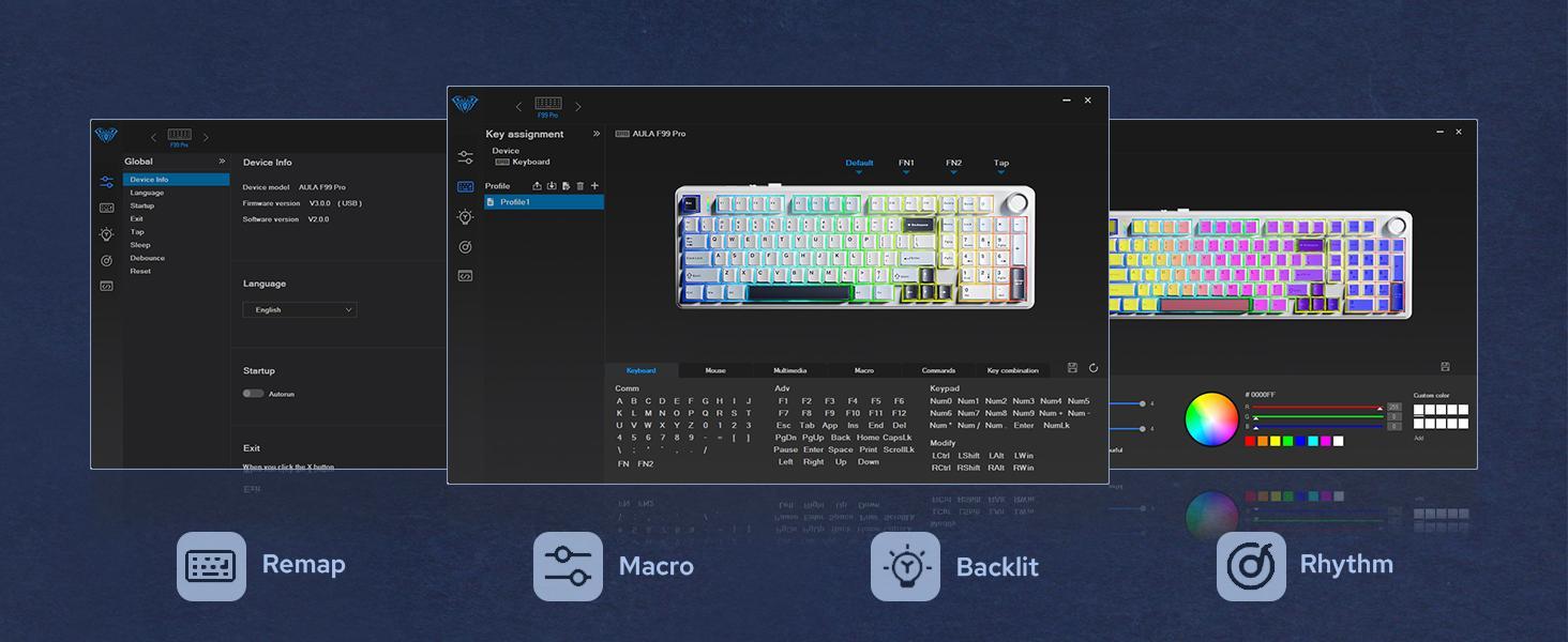 (Hot)AULA F99 Pro Full Size Wireless Mechanical Keyboard with Knob,Tri-Mode BT5.0/USB-C/2.4GHz Hot Swappable Keyboard,Pre-lubed Switches,Gasket Structure,RGB Backlit Computer Gaming Keyboard (Side Printed Black) Creamy keyboard