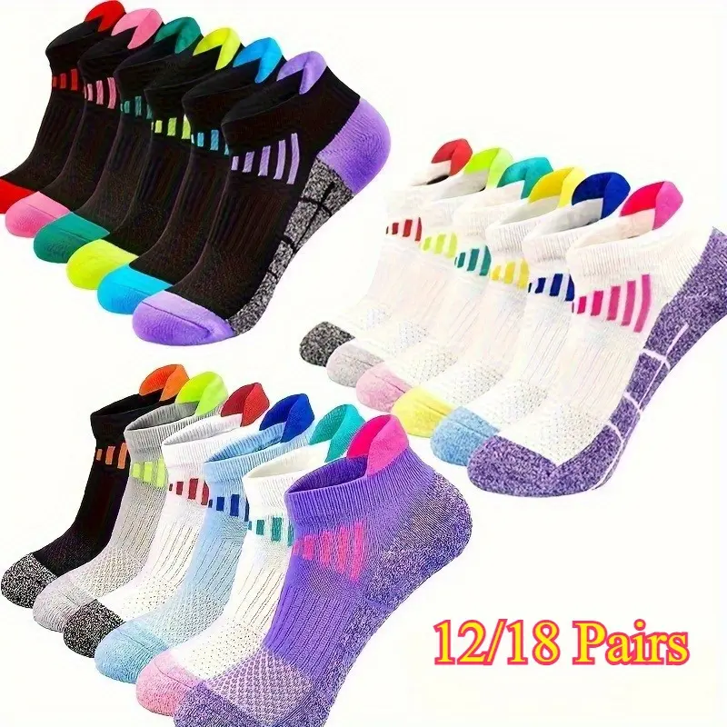 Women's Cushioned Diabetic Knit Quarter Socks - 6/12/18/24 Pairs Low-Cut Moisture-Wicking Athletic Ankle Socks for Running, Hiking Active Use, Cushioned Socks