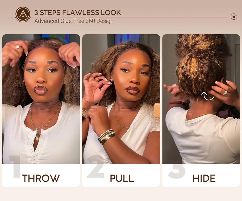 Hot Selling 360 Wig P4/27 Highlight Ombre Color Ashimary Invisi-Strap 360 Skin Lace Wig Water Wave Glueless Human Hair Pre Plucked