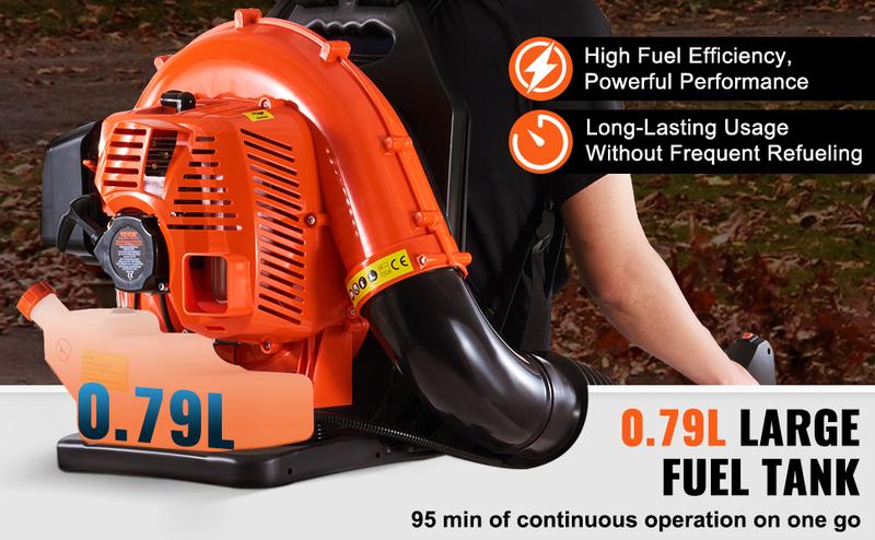 VEVOR Backpack Gas Leaf Blower, 3 Sizes (79CC/62CC/52CC), 2-Cycle Gas Powered Blower with 3L Fuel Tank, Ideal for Lawn Care