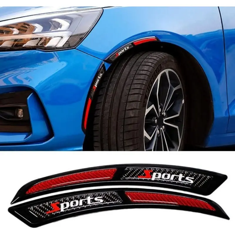 2PCS Red Universal Self-Adhesive Car Wheel Eyebrow Rubber Strips, Anti-Collision Fender Flare Protector, Side Bumper Guard Enhances Fender Flare Protection for Most Car Models