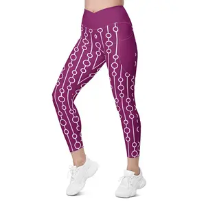 Purple infinity Circle Crossover Waist Leggings