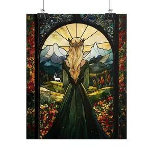 [Sale Up To 30%][UNFRAMED] Crowned Queen Window View Poster Fantasy Royal Wall Art