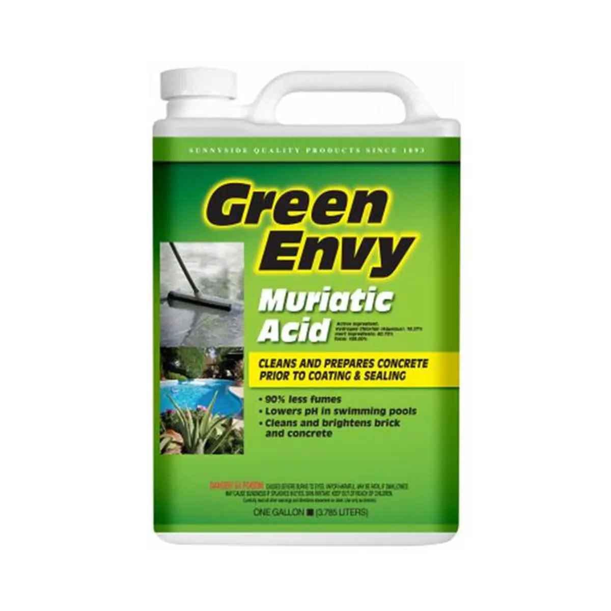 212 MAIN Muriatic Acid Solution (Model 115159) - 1 Gal (8.5 lbs) Low Odor Low Fumes Eco-Friendly Consumer-Grade Home Supply, Cleans & Brightens Brick & Concrete, Lowers pH in Swimming Pools