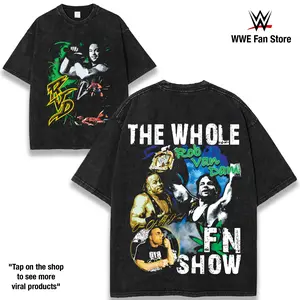 WWE -  Rob Van Dam RVD “The Whole F’N Show” Vintage Washed Oversized T-Shirt | WWE Retro Wrestling Graphic Tee Cotton Unisex Streetwear Top for Hardcore Fans