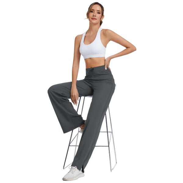 High Waisted Wide Leg Pants for Women - Stylish Athletic Lounge Trousers with Pockets, Soft Stretch for Yoga Workout