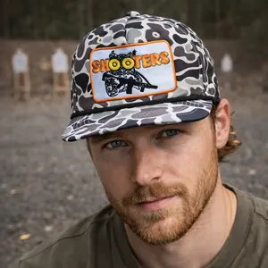 Shooters Camo Rope Hat Embroidered Patch Trucker Cap, Tactical Hunting Shooting Range Baseball Hat Adjustable, Outdoor Gun Enthusiast Cap