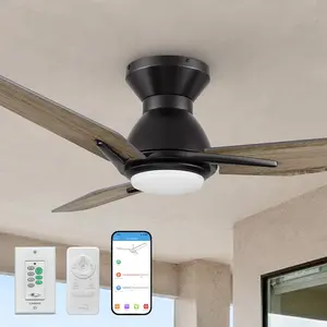 Brooks Ⅱ Smart Flush Mount Ceiling Fan with LED Light Outdoor Indoor 52 inch