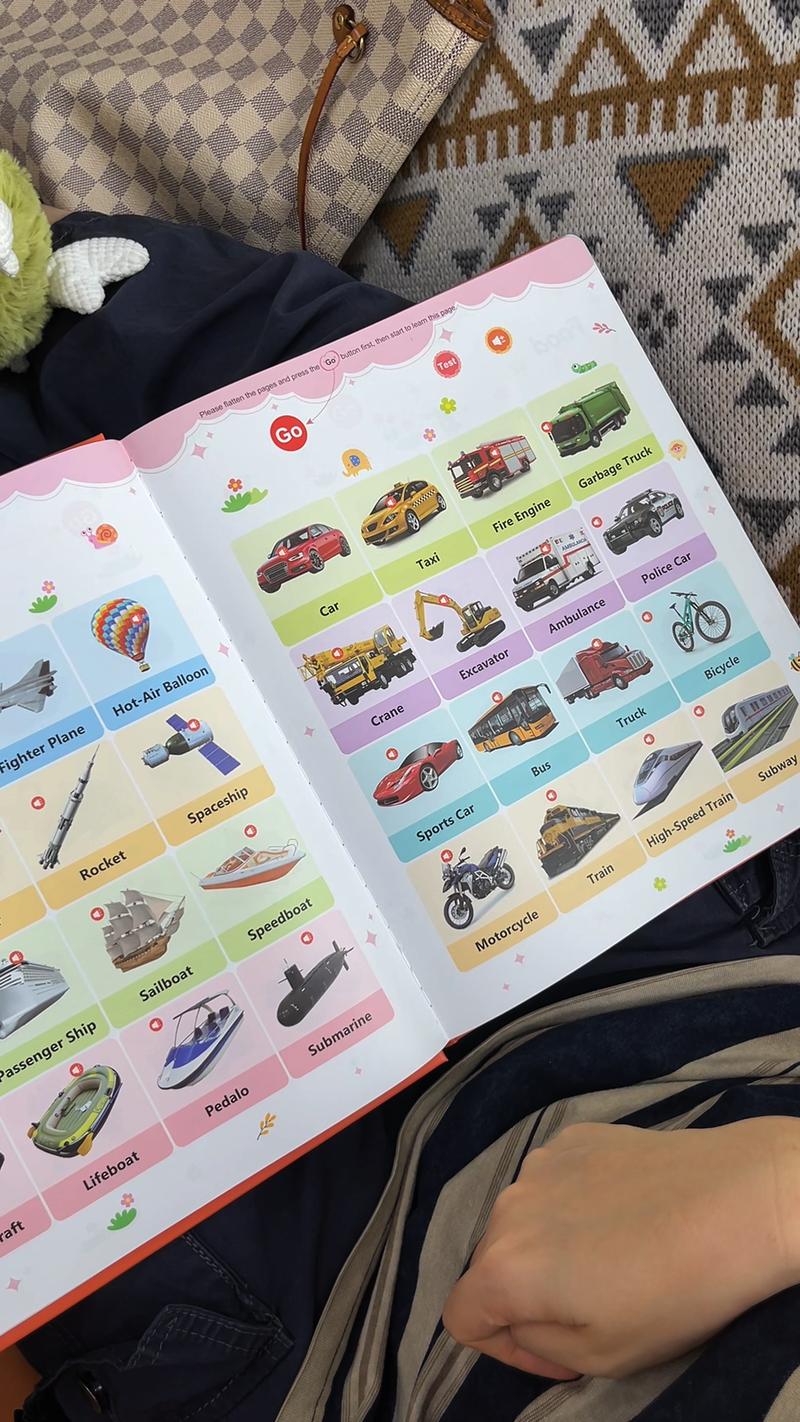 Educational Talking Sound Book – 470+ Words, 21 Themes, 6 Songs & Piano Keys | Perfect Gift for Kids Ages 3–9 | Fun & Interactive Learning Toy Colorful Car