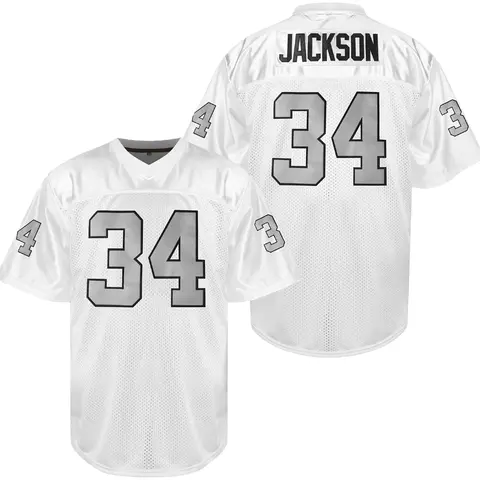 Oversize PLUS SIZE (S-8XL) Jackson jersey #34 football Jersey,  Breathable, Embroidered Sports Shirt for Training & Competition, V-Neck jersey Athletic Tops tiktokshopbacktoschool