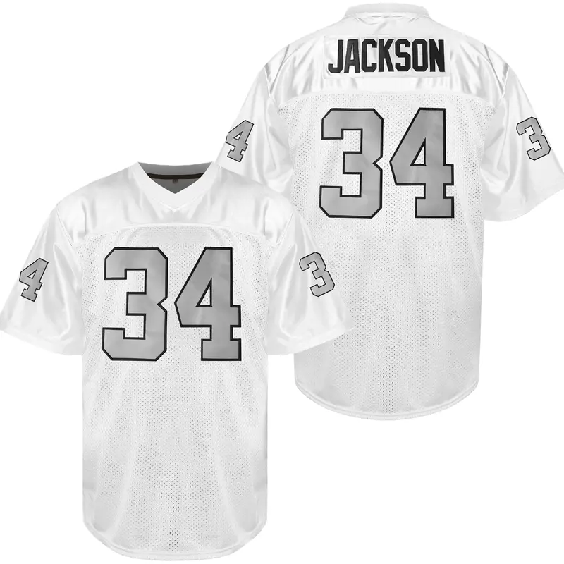 Oversize PLUS SIZE (S-8XL) Jackson jersey #34 football Jersey,  Breathable, Embroidered Sports Shirt for Training & Competition, V-Neck jersey Athletic Tops tiktokshopbacktoschool