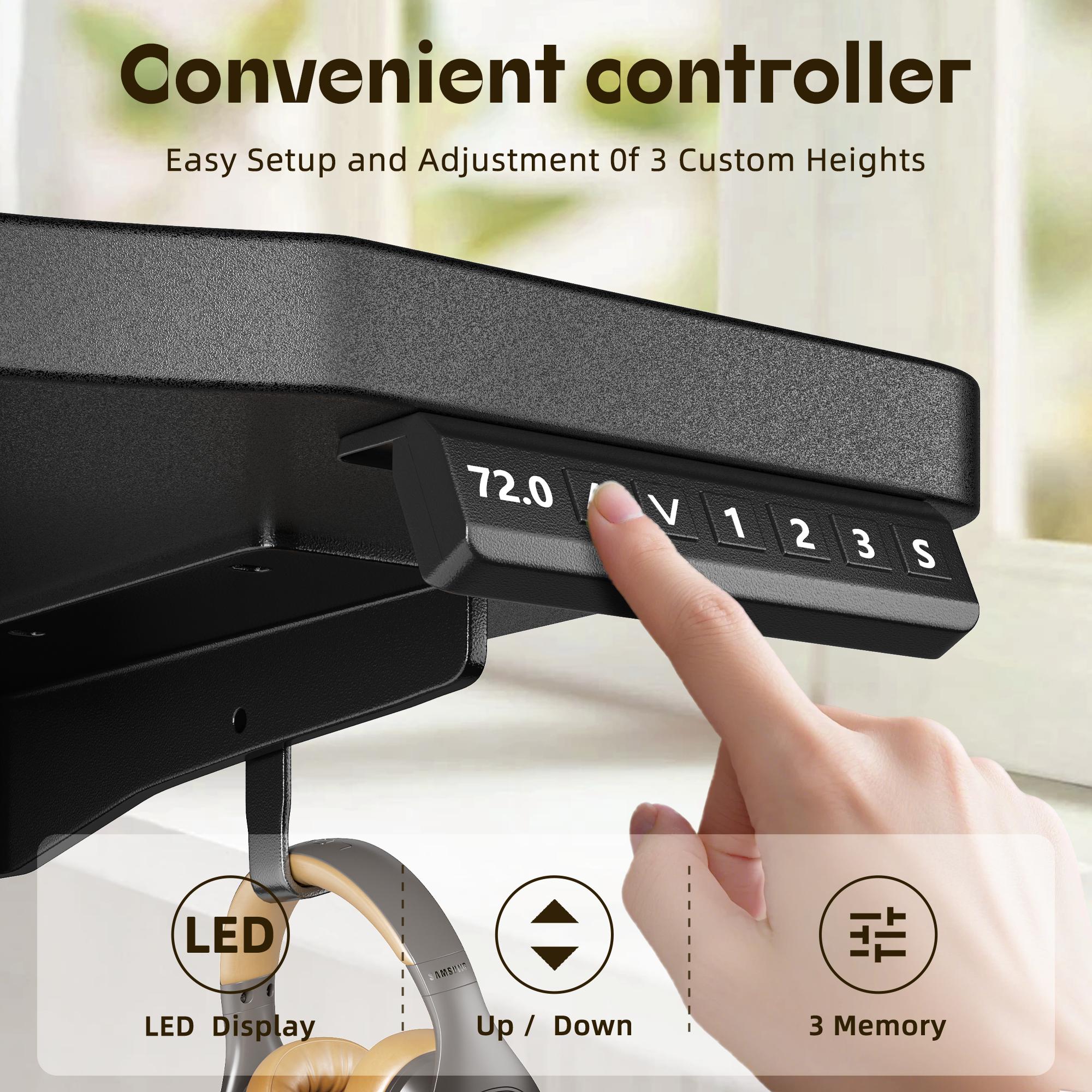 【Smart Memory Height】Raybee Electric Standing Gaming Desk with LED 56'' Sit Stand Up Desk Adjustable Height 3 Memory Preset Computer Home Office Desk with Side Pocket 【Smart Memory Height】Raybee Electric Standing Gaming Desk with LED 56'' Sit Stand Up Desk Adjustable Height 3 Memory Preset Computer Home Office Desk with Side Pocket