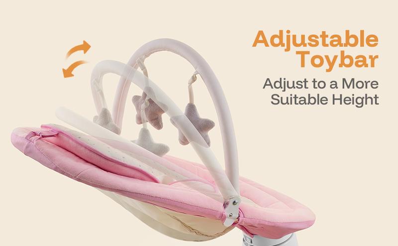 HARPPA Compact Electric Baby Swing with Music Speaker, Newborn Bouncer & Rocking Chair, Foldable Bassinet for Baby with Harness, 5 Adjustable Speeds