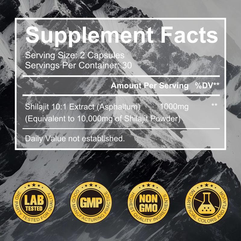 Hatmanlabs Shilajit Resin Capsules for Men & Women - 60pcs Supplement Nutrition Energy Dietary Fitness Healthcare Zinc Vitamin Iron