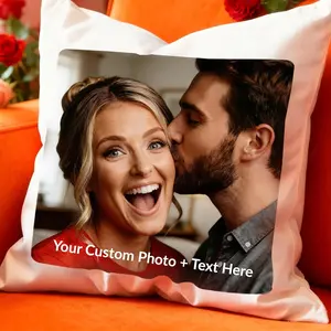 Personalized Photo Pillow Cover 18x18 Inch- Valentines Day Custom Cushion Case with Any Picture Print Gift - Customized Pillows with Your Loved Ones/Family Square Pillows