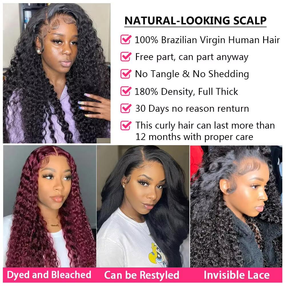 250 Density 13x6 Hd Deep Wave Frontal Wig 30 34inch Glueless Wigs 100% Human Hair Water Wave Curly Lace Front Wig For Women On Clearance Sale