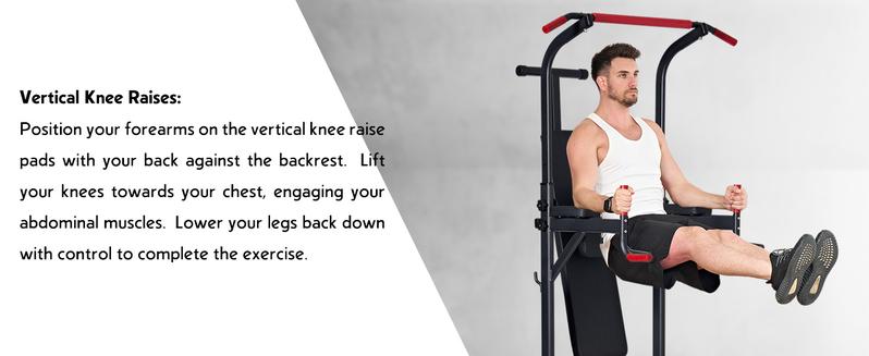 Nicole Selection Multi-Function Power Tower - Adjustable Pull Up & Dip Station with Folding Bench 330LBS Capacity Home Gym Equipment for Full Body Workout, 40YKMF6206B, For Christmas Gifts