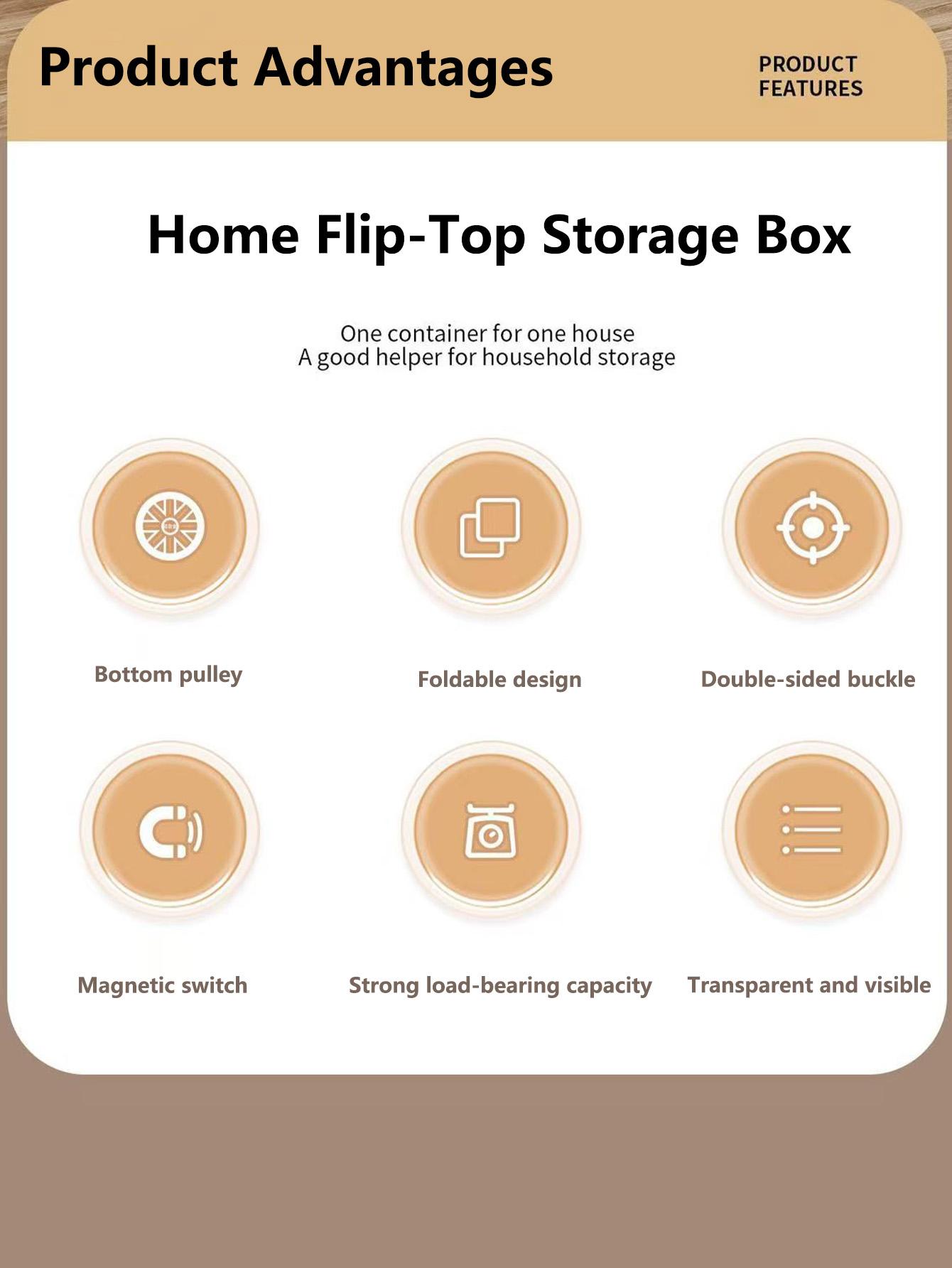 Clothes storage box, large capacity extra-large dustproof flap organizer, household clothing quilt, plastic folding storage box