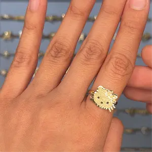 [Quick sale] Gold Artificial Gemstone Rings 10k custom kitty ring s6