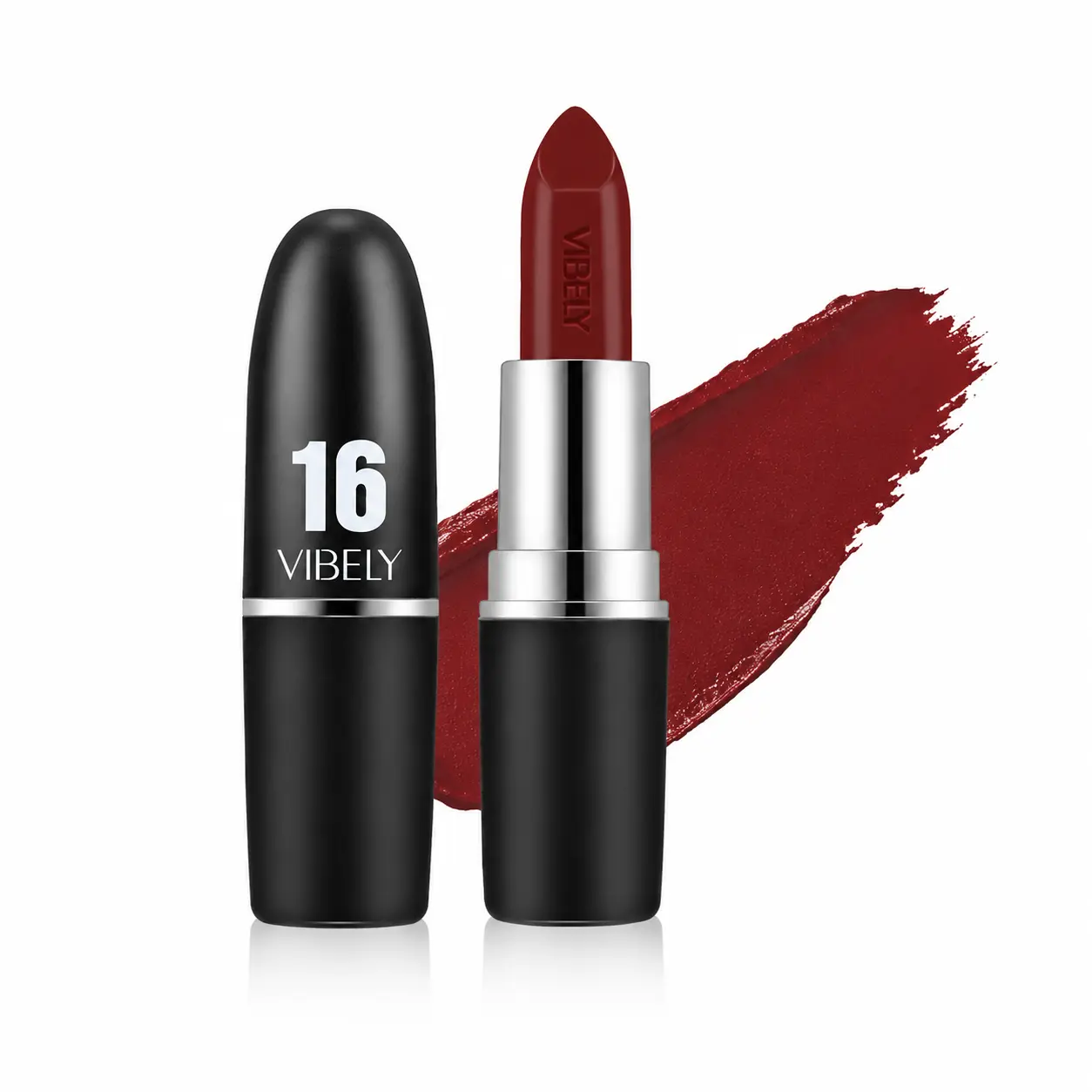 Soft Velvety Matte Lip Color, Black Tube Bullet Shape Non-crack Lipstick