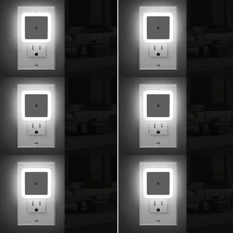 Night Light, Night Lights Plug into Wall 6-Pack, Plug in Night Light, Dusk to Dawn Nightlight Led Night Lights for Bedroom, Bathroom, Hallway Warm White Home Lighting