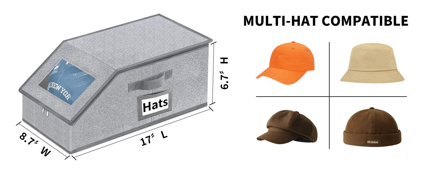 Stackable Baseball Cap Storage Box, Holds Up to 24 Hats – Durable Foldable Cardboard Organizer, Large Capacity Hat & Toy Storage Solution, Versatile Home & Bedroom Organizer, Dustproof, Space Saving(2pc)