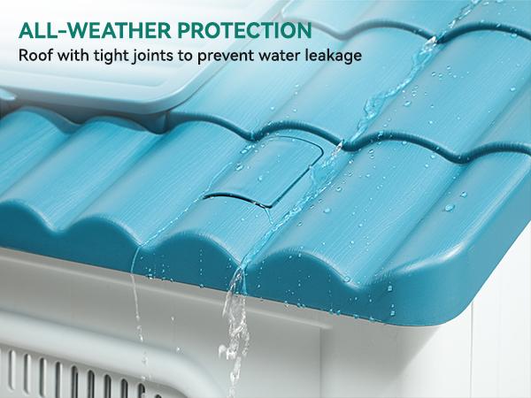 YITAHOME 33.1'' Folding Large Dog House Outdoor Plastic Doghouse with Adjustable Skylight and Elevated Base Water Resistant Pet House for Small, Medium Dogs