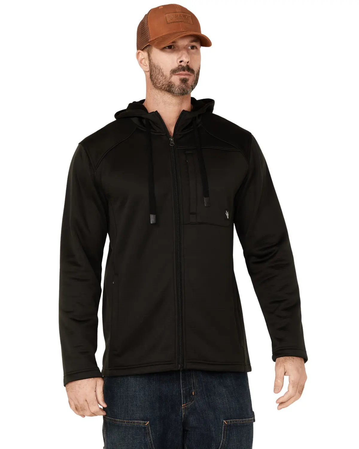Hawx Men's Men'S Merrick Grid Back Zip-Front Fleece Hooded Work Jacket - Hxfa21o20