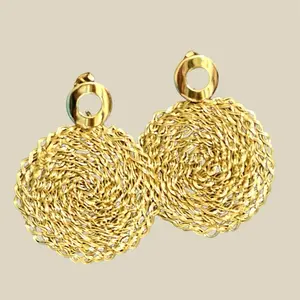 Full moon Statement Earrings Gold-Plated Round