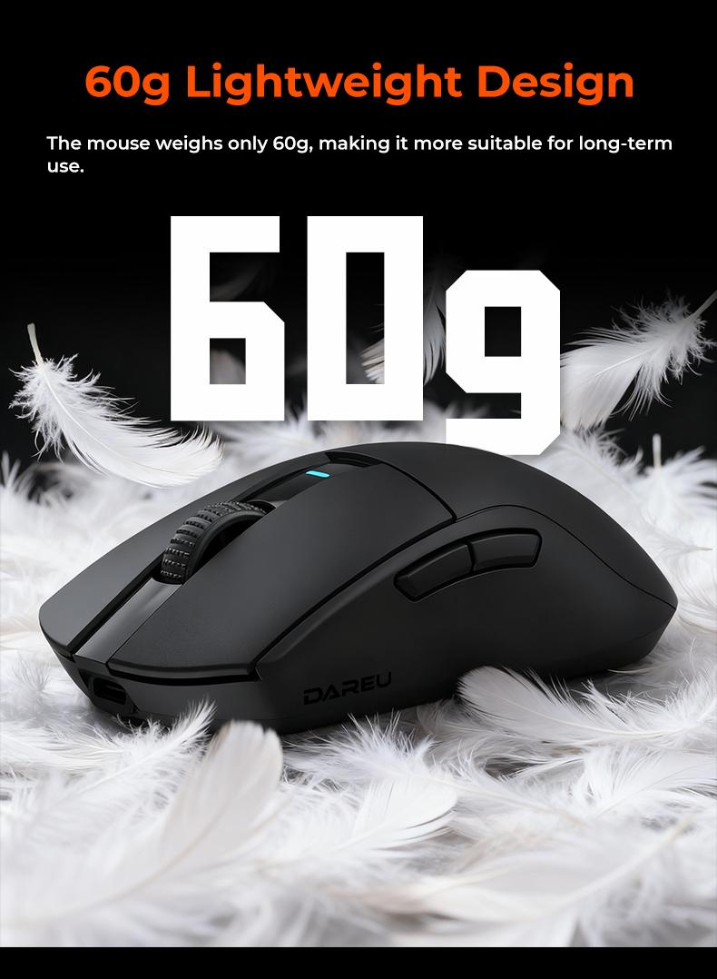Dareu A950GM Tri-mode Gaming Mouse| PAW3395 Sensor | 60g Ultralight | PBT Keycaps | 100M Clicks | Fast Charging | Professional Esports Grade