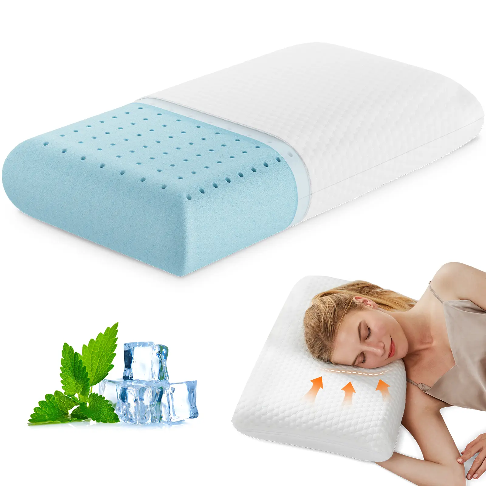 Sweetcrispy Memory Foam Pillows for Sleeping, Bed Pillow Soft and Comfortable, Cooling Pillow with Removable and Machine Washable Cover, Hotel Pillow