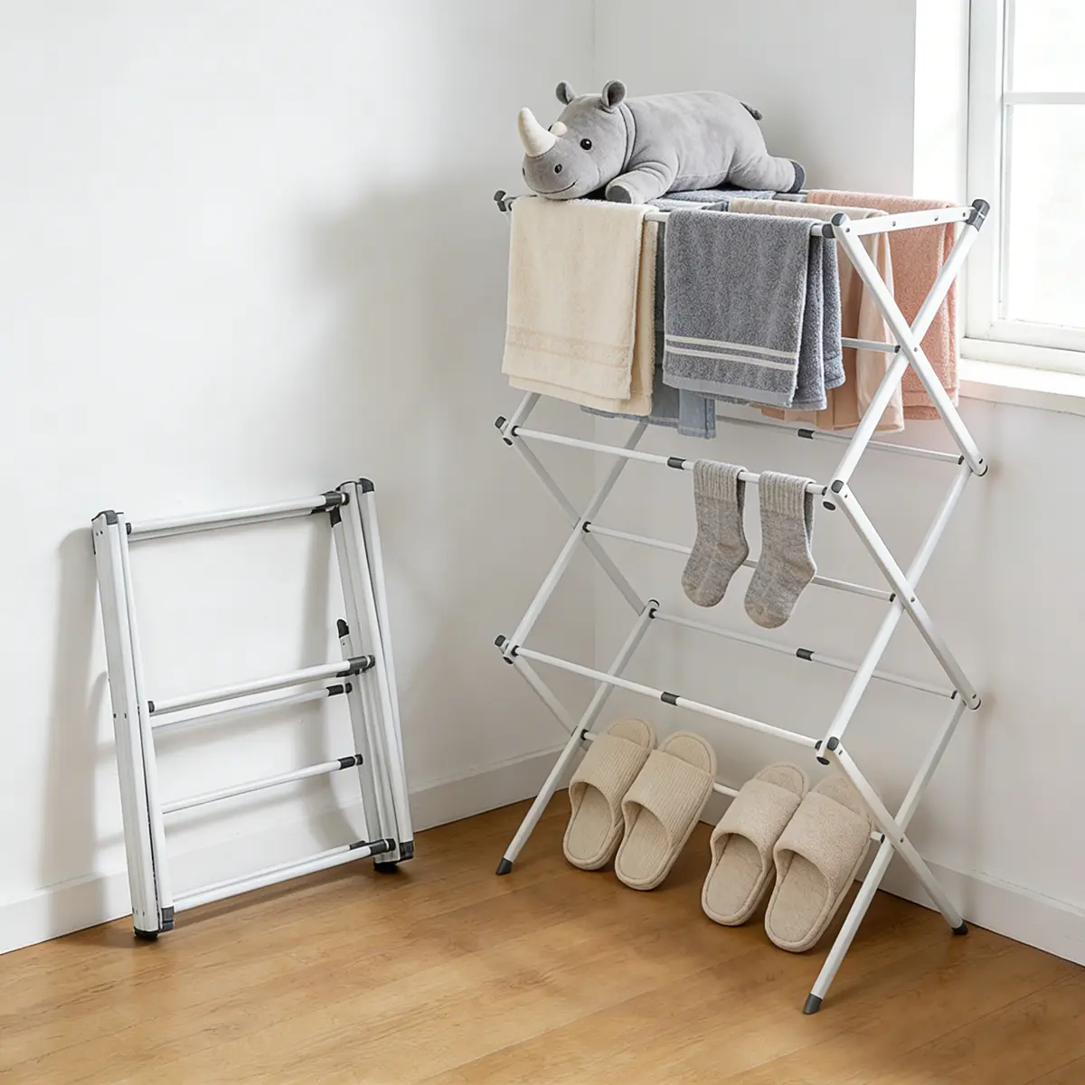 Foldable Laundry Hanging Rack, Portable Air-Drying Rack, Compact Durable Home Laundry Tool for Indoor & Outdoor Use, Foldable Clothes Drying Rack