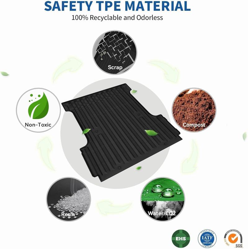 OEDRO Truck Bed Mat Fit for 2022 2023 2024 2025 Toyota Tundra CrewMax 5.5FT, TPE All Weather Protection Heavy Duty Pickup Bed Liner for 2025Toyota Tundra Accessories, Black