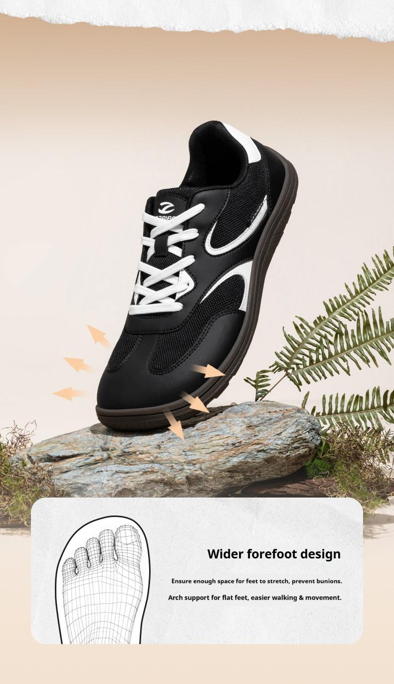 HOBIBEAR Barefoot Shoes Wide Casual Lace Up Retro Fashion Sneakers for Women Men