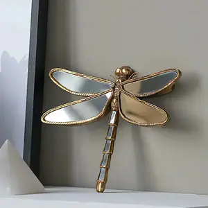 Handmade Resin Dragonfly Wall Decor Mirror, Elegant Insect Decoration for Home Office Bug Museum, Unique Gift Idea for Nature Lovers