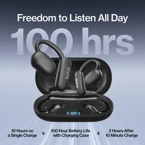 Aktive Open-Ear Bluetooth Earbuds | 100Hr Battery | Water Proof Sports Headset | Wireless Audio | Comfortable Secure Fit | Chargeable Charging Case